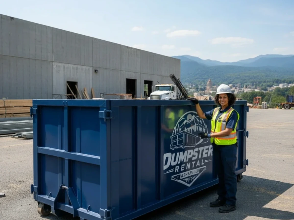 20 yard roll-off dumpster for larger remodels and roofing jobs in Asheville NC