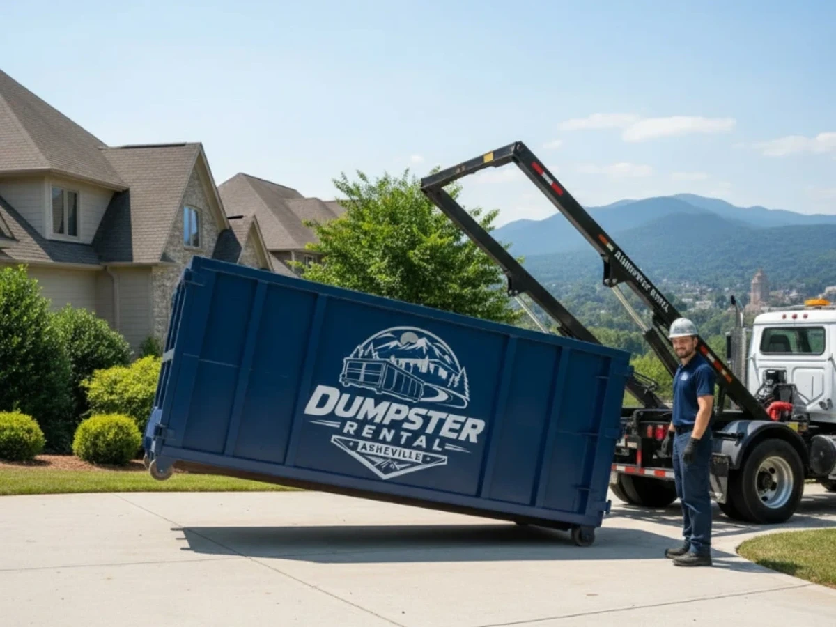 30 yard roll-off dumpster for new construction in Asheville NC
