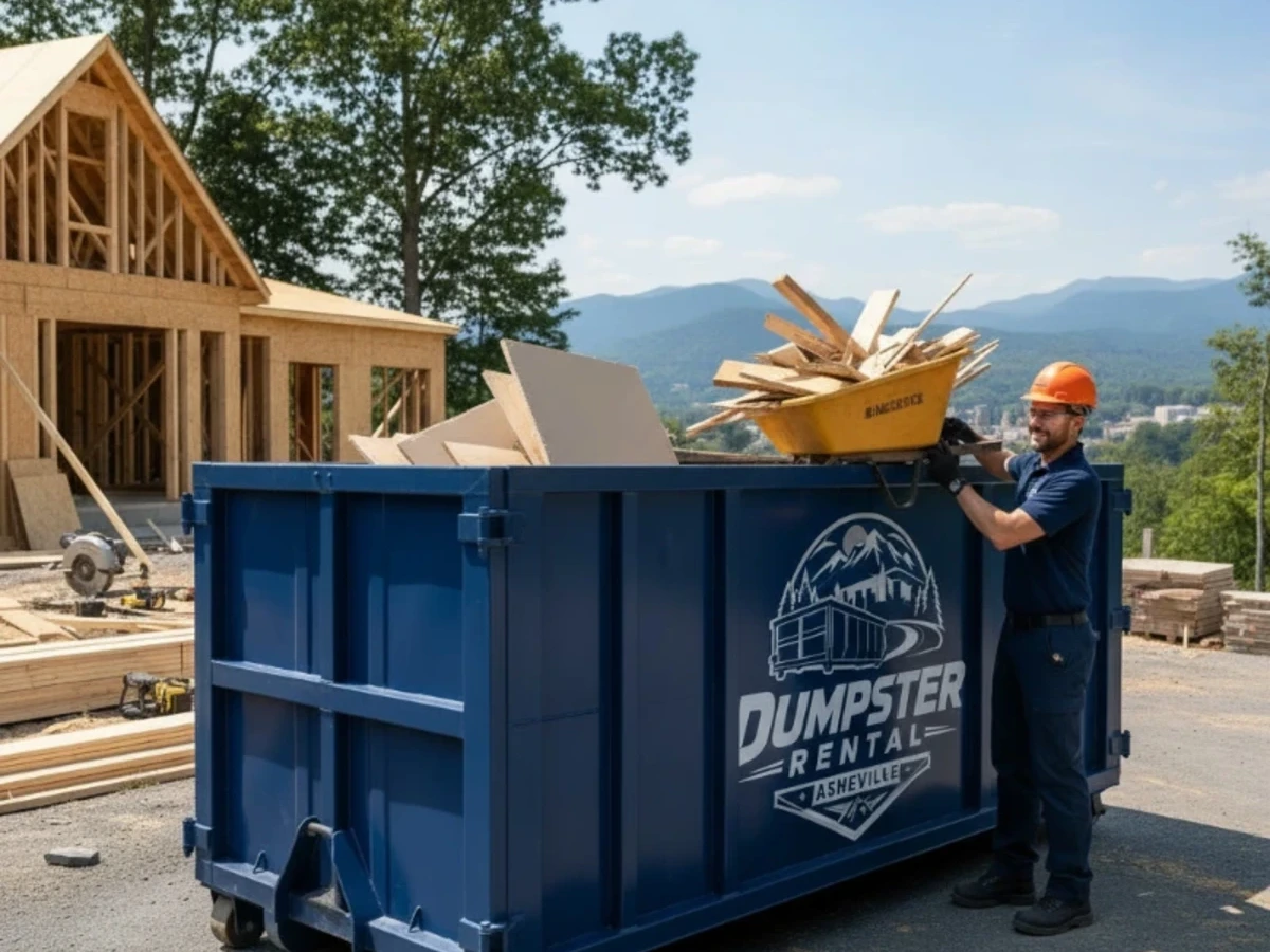 40 yard roll-off dumpster for large construction and commercial projects in Asheville NC