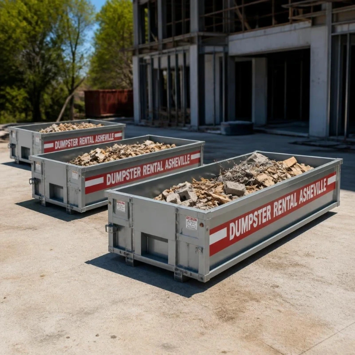 Dumpster delivery and placement at an Asheville home