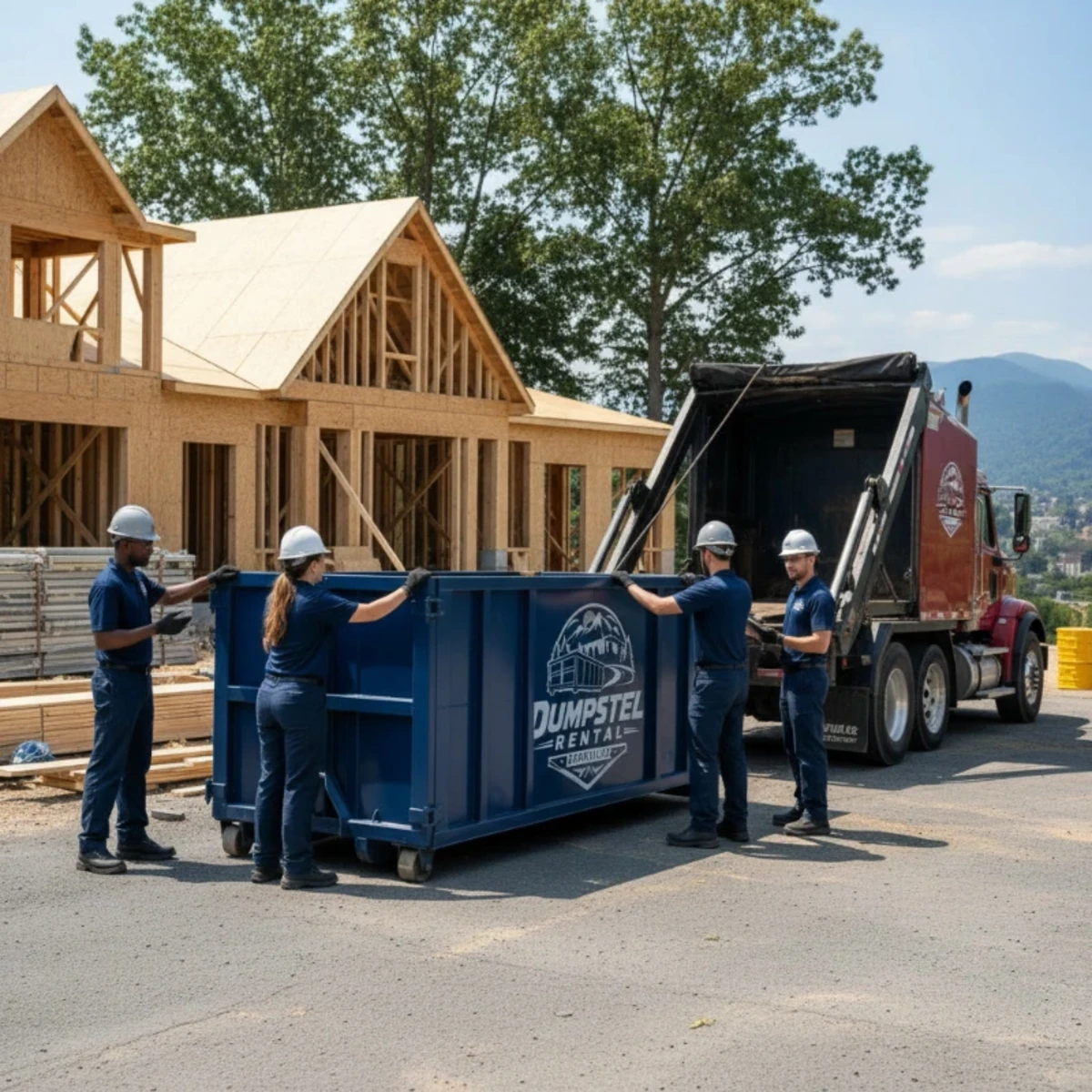 Dumpster rental service areas around Asheville and Buncombe County
