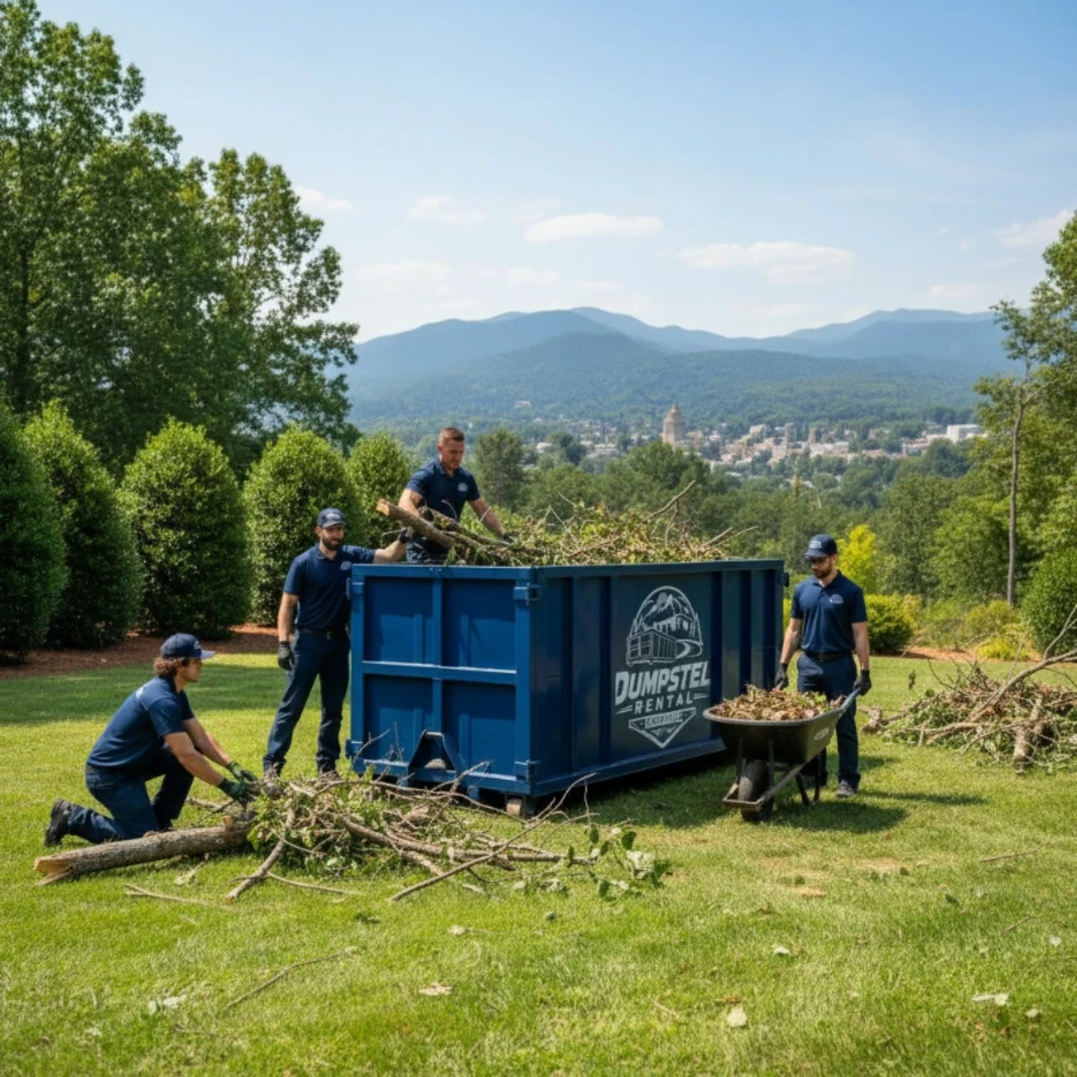 Roll-off dumpster headed for Buncombe County waste disposal